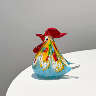 琉璃公鸡摆件办公室桌面装饰高级感小众水晶鸡手工创意礼物工艺品