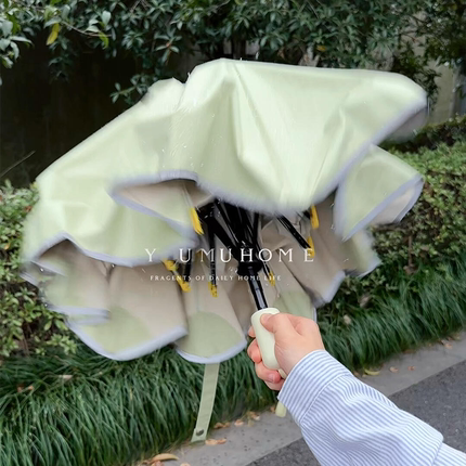 奶油风防晒伞晴雨两用女结实抗风雨伞加固高颜值防紫外线遮阳伞
