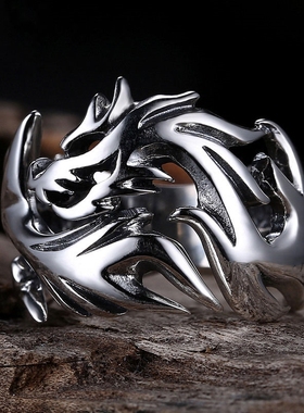 绅士气质镀银银色不调节男士霸气戒指戒指环饰品