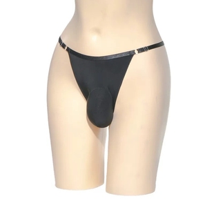 蕾丝透气透明男士丁字裤性感丝袜男双丁内裤象鼻JJ套男后空内裤