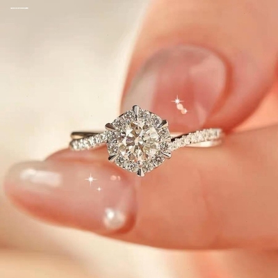 莫桑石一克拉钻戒情侣对戒一对求结婚仿真钻石戒指婚戒送女友