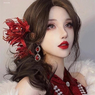 超仙新中式白色彼岸花发夹女百合花朵侧边夹子氛围感拍照发饰头饰