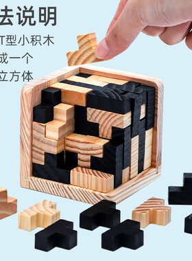 超难puzzle解密玩具木质大号魔斗54个T拼图圣剑组合十级10级盒子