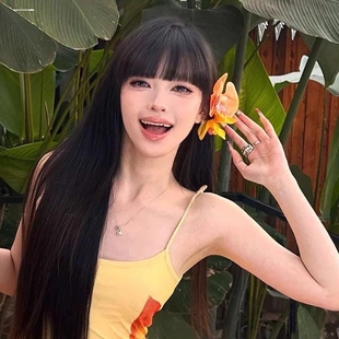 海边度假风落日橘蝴蝶兰发夹超仙氛围感花朵侧边夹子拍照发卡发饰