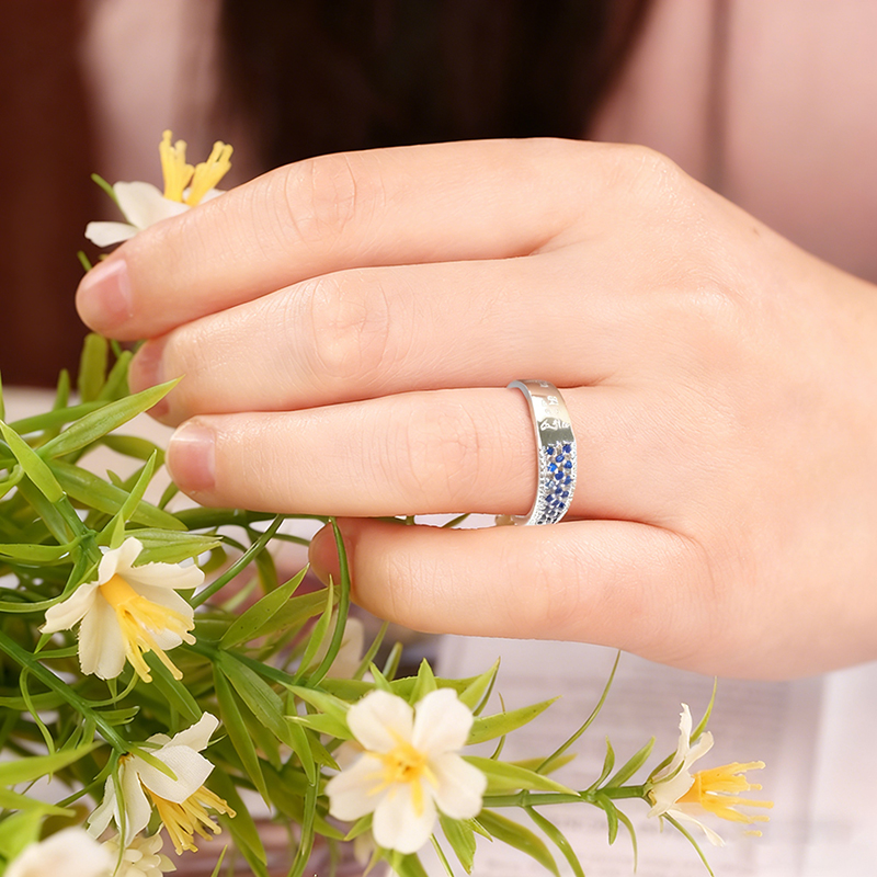 Lian师戒指开口调节925银捷克钻男女通用送礼适配