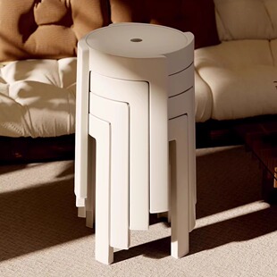 塑料凳子家用加厚圆凳简约可叠放客厅备用高凳新款 结实耐用餐厅凳