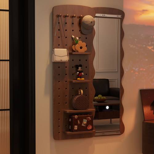 波浪洞洞板推拉穿衣镜