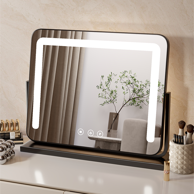 化妆镜带灯台式桌面可旋转