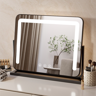 化妆镜子带灯台式 桌面led可旋转智能镜家用智能带灯大号梳妆台镜