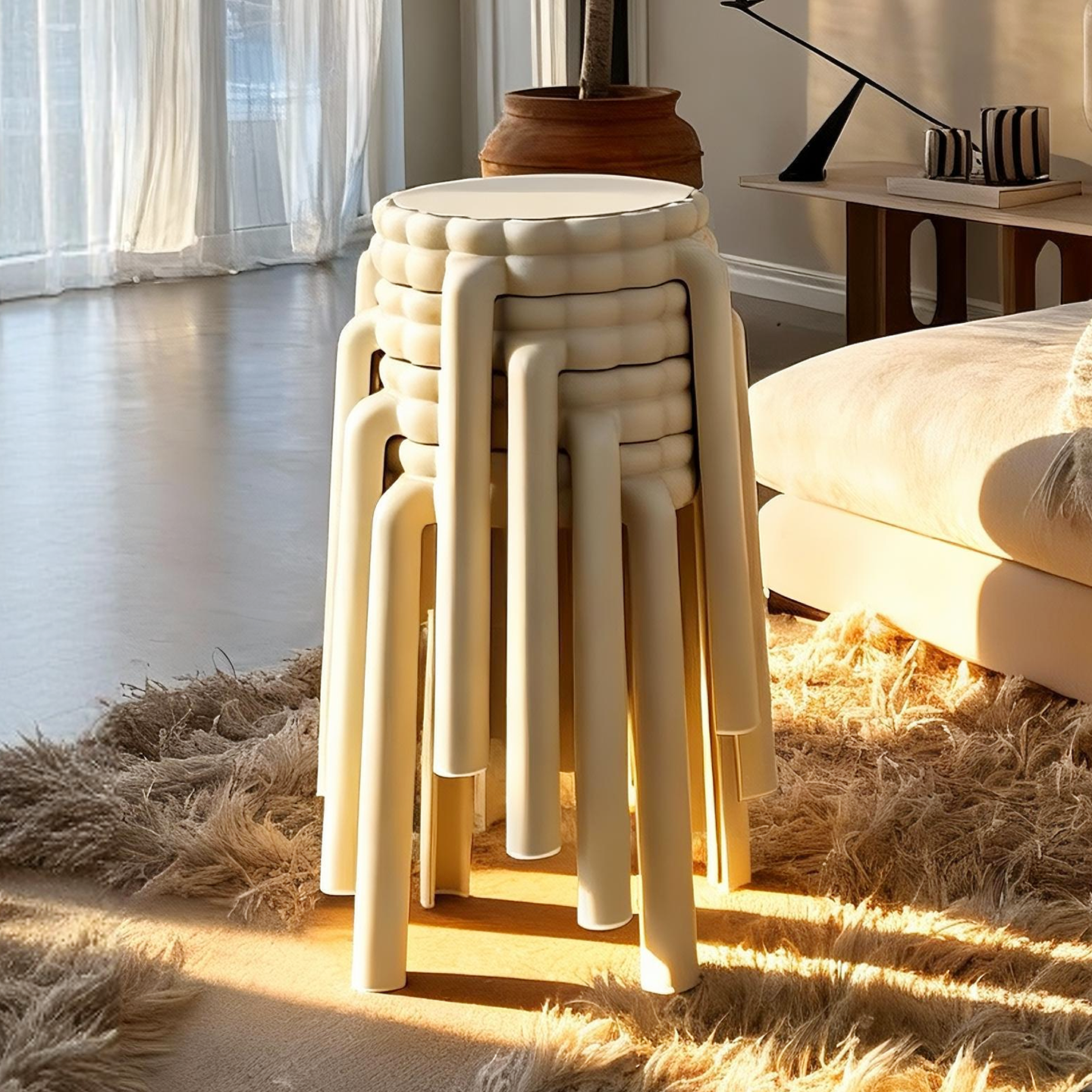 凳子可叠放家用圆凳轻奢高级感备用结实耐用板凳加厚塑料餐桌椅子,住宅家具,其它凳子,淘宝优惠券,粉丝福利购,淘宝优惠卷