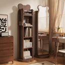 小熊旋转全身镜可移动书架卧室落地试衣镜家用衣帽架一体穿衣镜