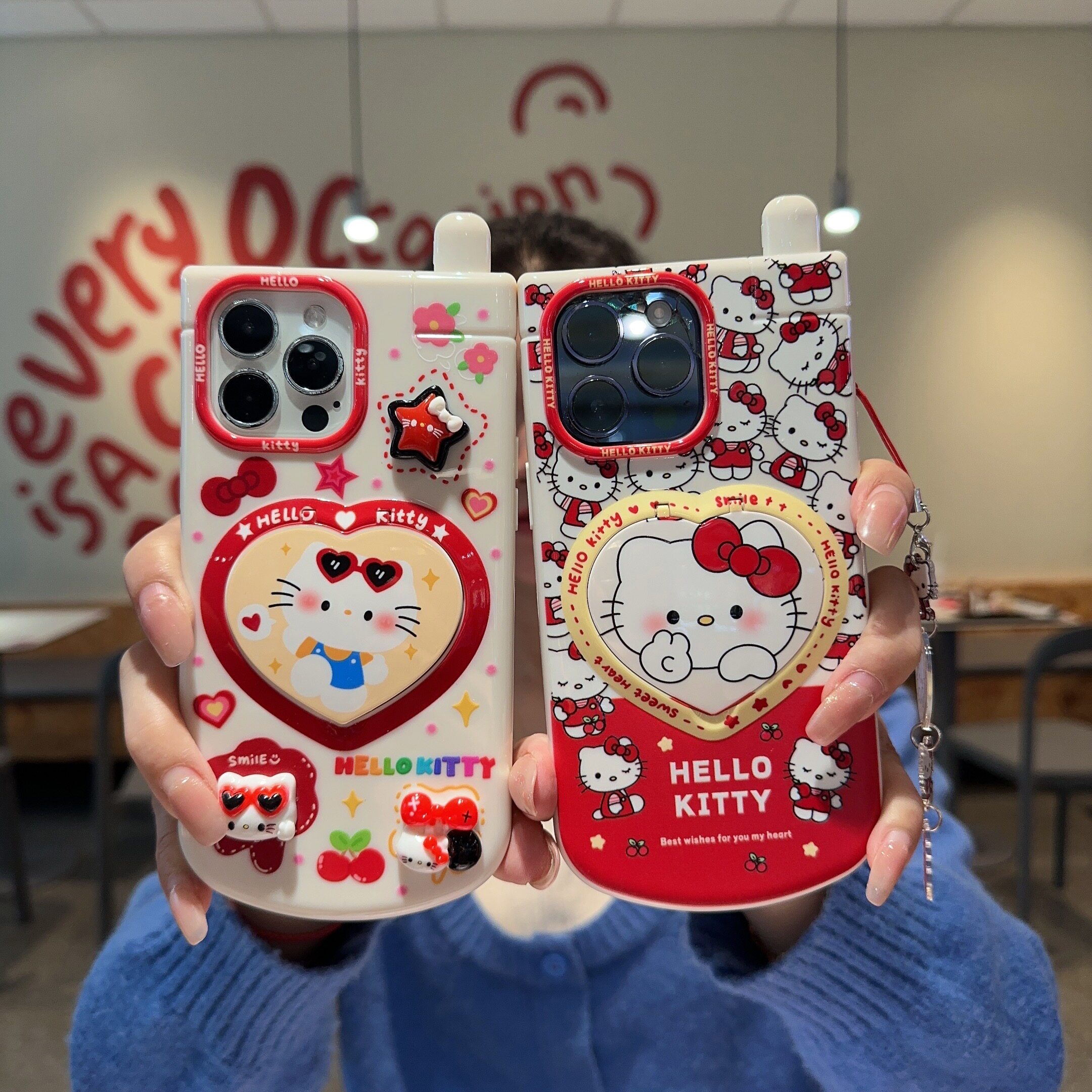 凯蒂猫卡通大哥大爱心镜面手机壳