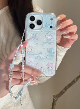 日本三丽鸥美乐蒂滑雪蓝色适用苹果17ProMax手机壳卡通iPhone16pro软胶保护套珠链挂饰凯蒂猫14/15PM外壳13新