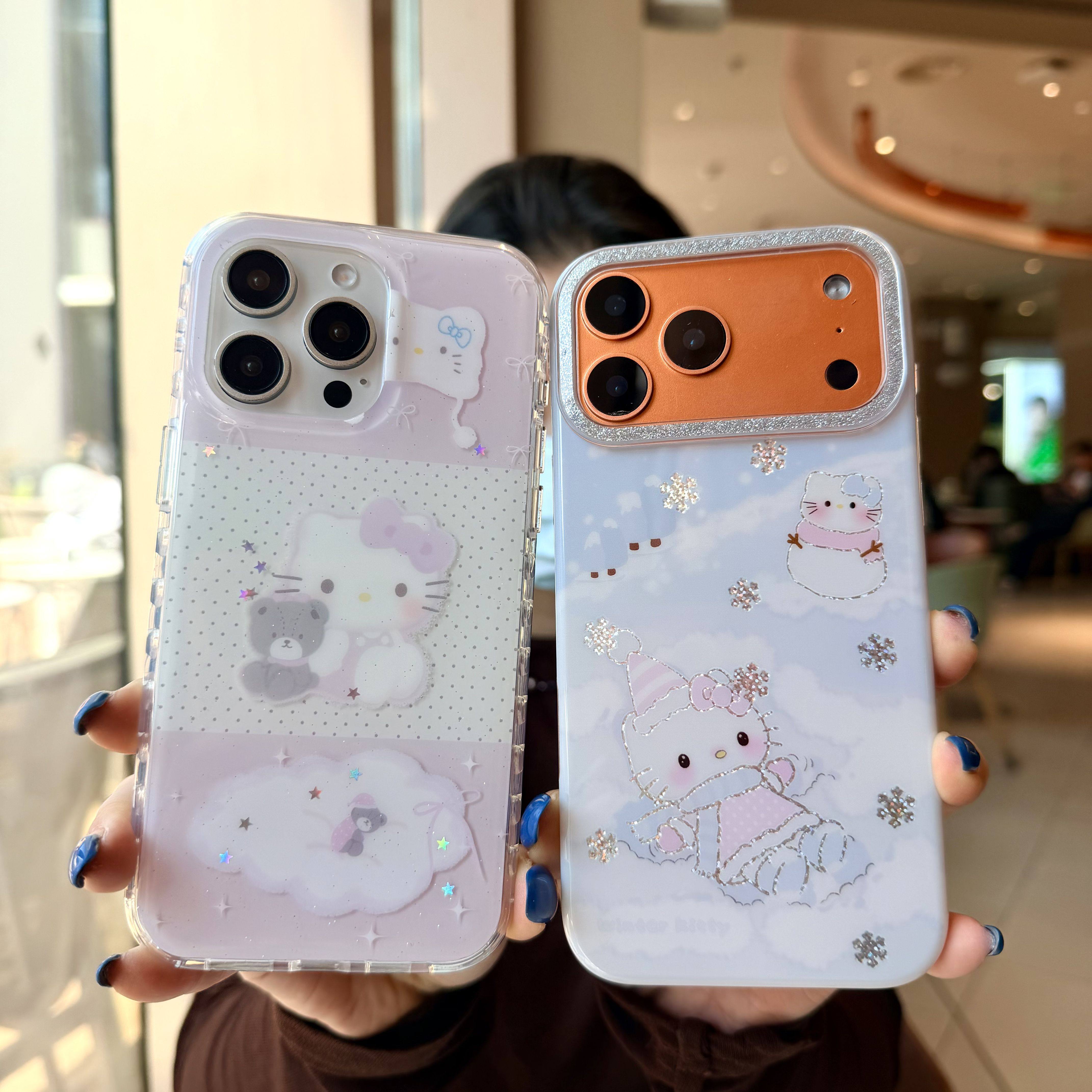 日本卡通雪人凯蒂猫闪粉适用iPhone17ProMax手机壳苹果16pro外壳全包防摔15PM鎏金软壳14/13保护套时尚小红书,3C数码配件,手机保护套/壳,淘宝优惠券,粉丝福利购,淘宝优惠卷
