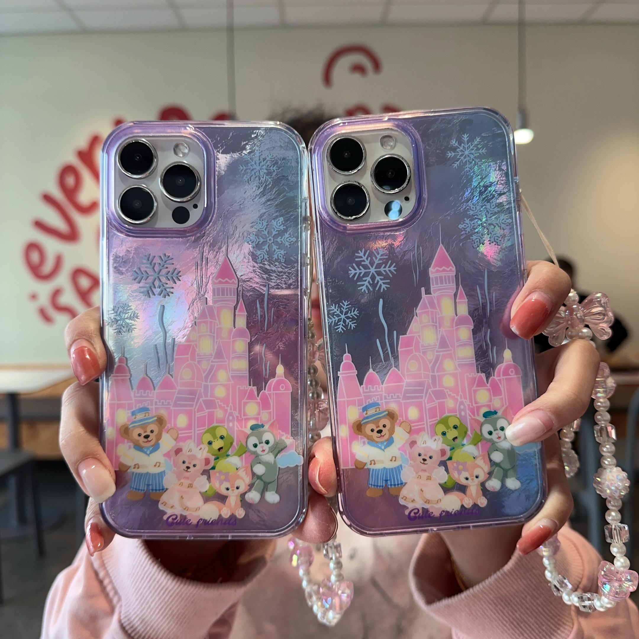 迪士尼卡通烟花城堡雪莉玫适用iPhone16ProMax手机壳苹果15/14全包防摔13pro保护套高级可爱达菲小熊16外壳新
