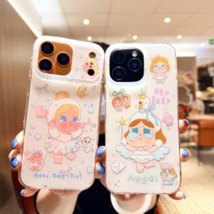 可爱crybaby哭娃公仔小鸭子适用iPhone17promax手机壳苹果16pro软壳卡通i13 闪粉15外壳泡泡玛特 14保护套时尚