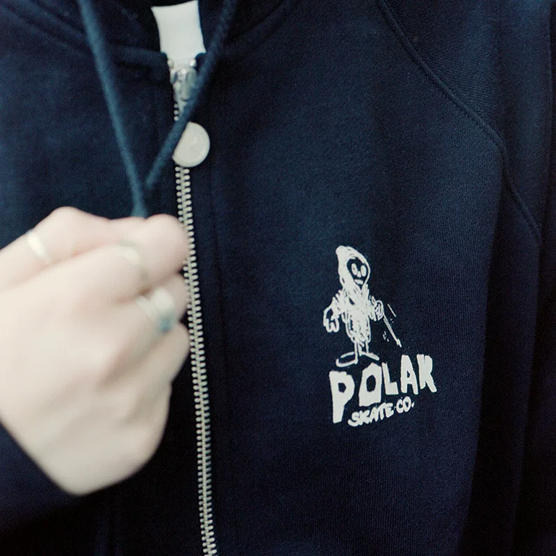 Худи с капюшоном в стиле Polar Skate Co Reaper Default Zip, принт, молния и бархат, новые товары