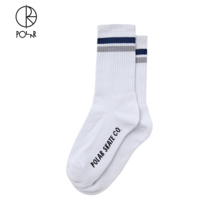 Stripe Polar Skate 品牌Logo条纹提花运动滑板中长袜子 Socks