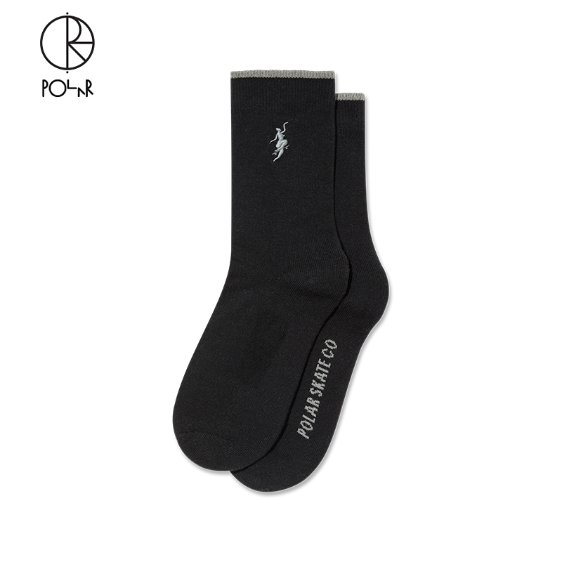 PolarSkateCo纯色刺绣长筒袜