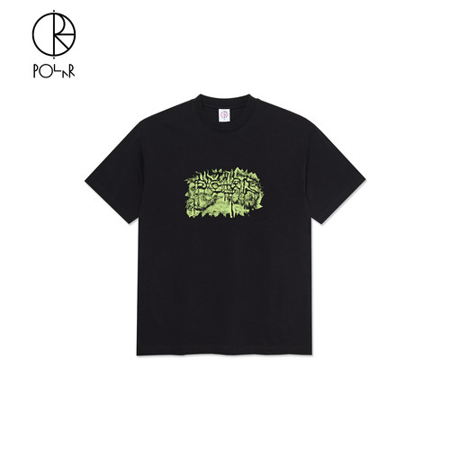 PolarSkateCo褶皱logo印花T恤