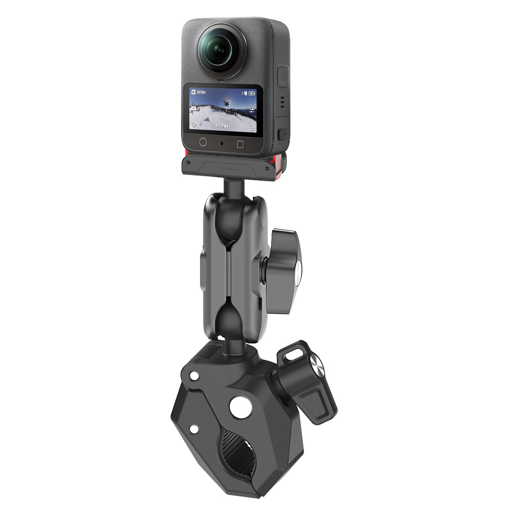 骑行支架适用大疆360全景运动相机摩托车自行车专用vlog车管夹支架山地车固定夹蟹钳子带磁吸快拆底座配件