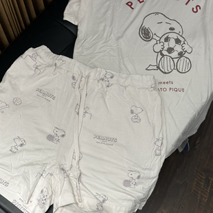 GP夏季薄款可爱史努比睡衣翻领短袖长裤家居服莫代尔短袖短裤长裤
