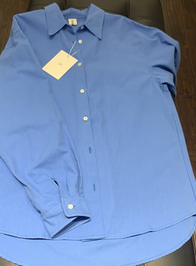 实体店精品2025春季新款韩系慵懒风蓝色衬衫女休闲炸街百搭宽松