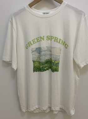 现货FURE清新文艺油画风景图案款纯棉短袖T恤女
