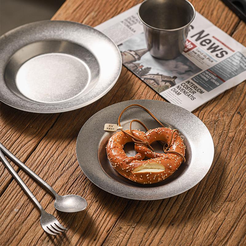 美式复古餐具西厅不锈钢盘