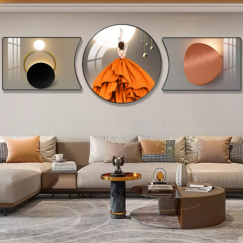 轻奢人物现代简约客厅装饰画沙发背景墙挂画高档大气墙画三联画