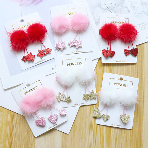 儿童发夹女貂毛小夹子中国娃娃