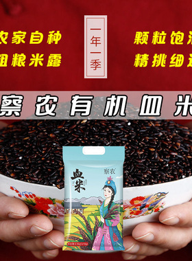 新疆特产察农有机血米血粳米正宗察布查尔大米五谷杂粮血米黑紫米
