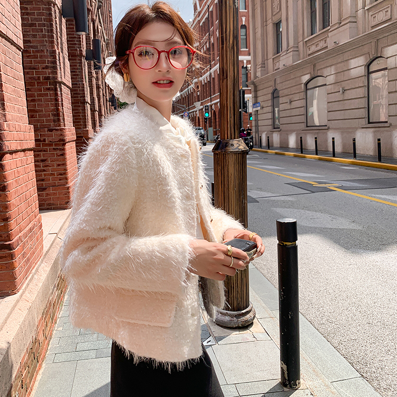 首发现货！冬装新款毛毛外套甜美小香短外套2D044-685-P155-K235