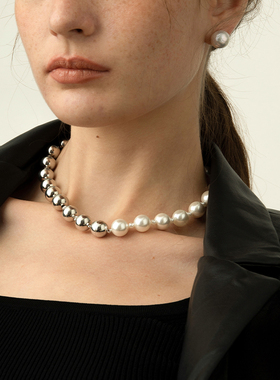 CHEZ LOOPS小众珍珠贝珠项链 无痕磁吸可拆卸多用锁骨链手链女