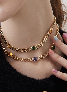 CHEZ LOOPS糖果系列水晶颈链 轻奢原创小众设计法式女