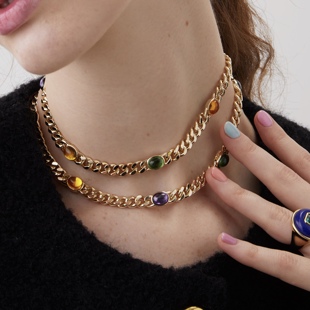 女 轻奢原创小众设计法式 CHEZ LOOPS糖果系列水晶颈链