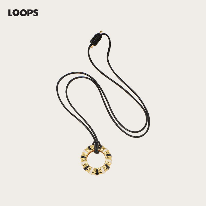 Loopsshop圣诞花环黑金长项链