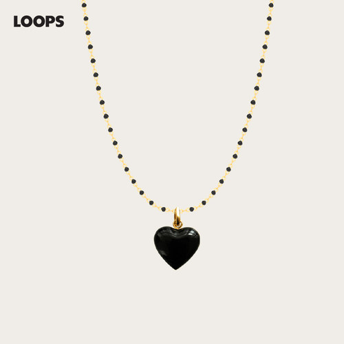 Loopsshop珐琅女爱心吊坠