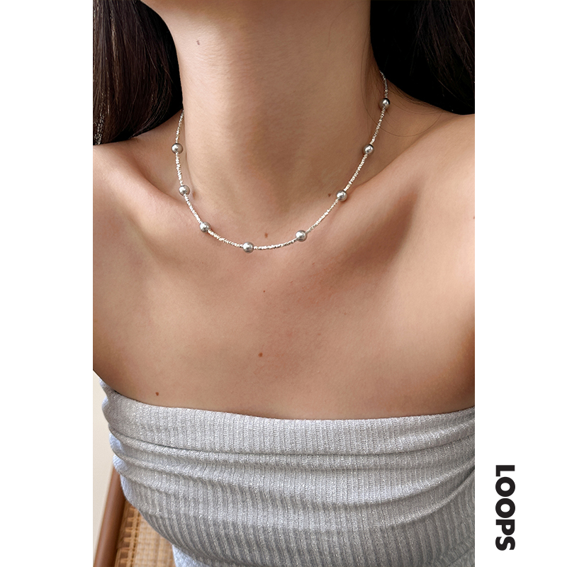 CHEZLOOPS碎银贝珠纯银项链
