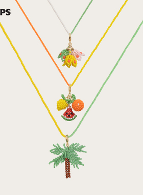 CHEZ LOOPS热带风情项链 原创设计玻璃米珠气质度假长链生日礼物