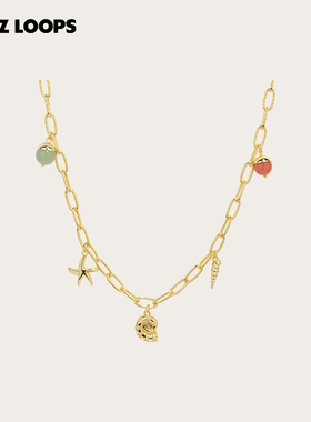 CHEZ LOOPS贝壳奇遇玛瑙贝壳海星项链 原创小众设计锁骨链镀金女