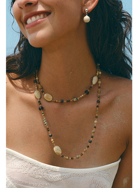 CHEZ LOOPS天然石项链 原创小众设计新款秋冬长款叠戴链新年礼物