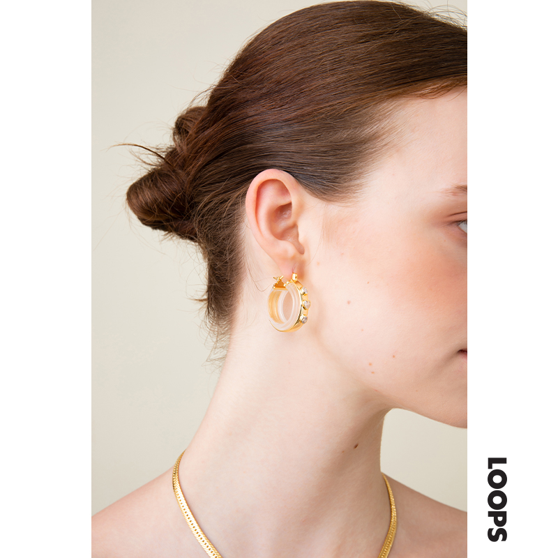 星芒耳环个性透明锆石