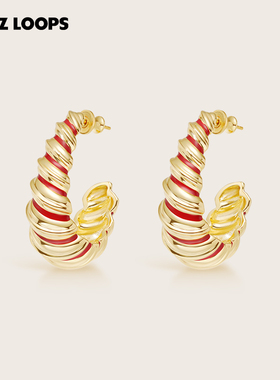 CHEZ LOOPS金红流光耳环 原创小众金色百搭新款滴胶耳饰新年礼物