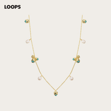 Loops shop铃兰花束长款项链 轻奢小众设计绿松石淡水珍珠女链