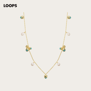 轻奢小众设计绿松石淡水珍珠女链 项链 CHEZ LOOPS铃兰花束长款