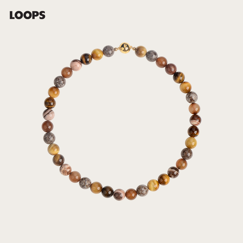 Loops玛瑙虎眼石串珠项链女