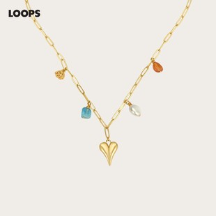 轻奢小众设计感简约个性 CHEZ 金色爱心女锁骨链 新款 颈链 LOOPS