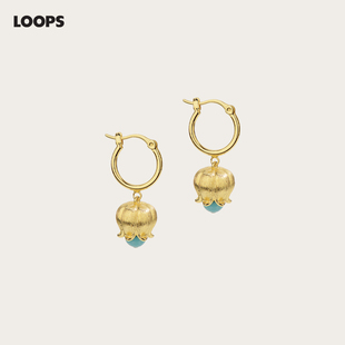 原创铃兰花水滴设计吊坠绿松石耳环 文淇同款 CHEZ LOOPS花蕾耳坠