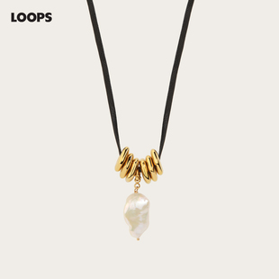 CHEZ 轻奢原创设计羊皮绳个性 复古新款 长链 LOOPS巴洛克珍珠项链